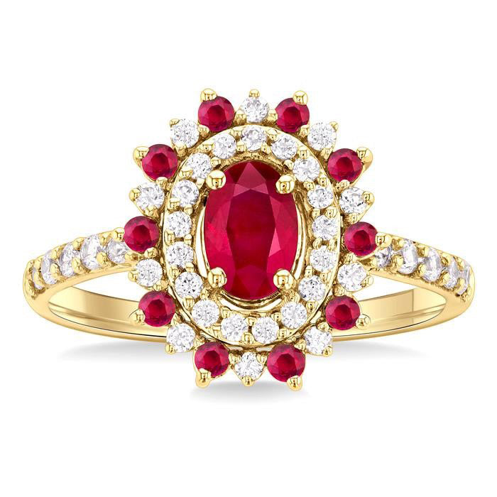 Oval Shape Gemstone & Diamond Ring