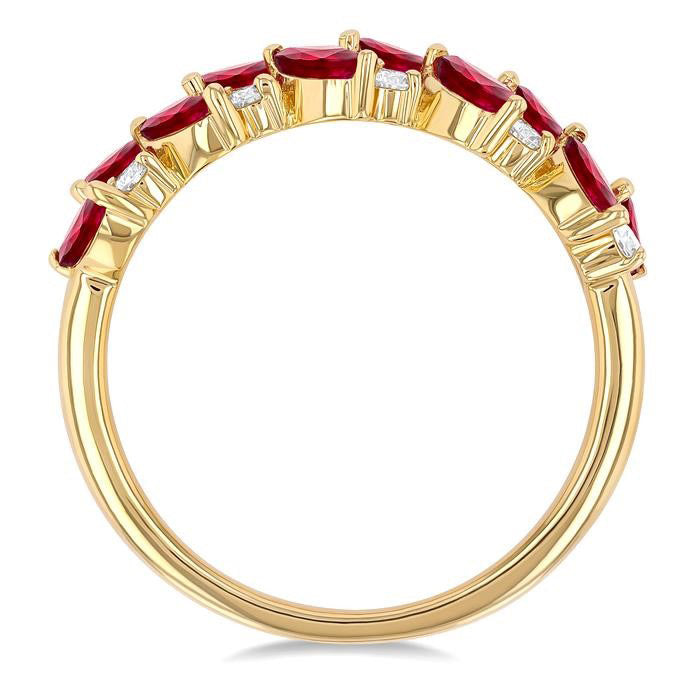 Marquise Shape Gemstone & Diamond Band