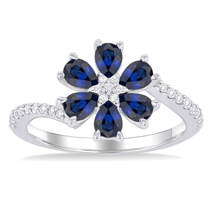 Blossom Pear Shape Gemstone & Diamond Ring