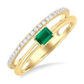 Emerald Shape East-West Gemstone & Diamond Ring