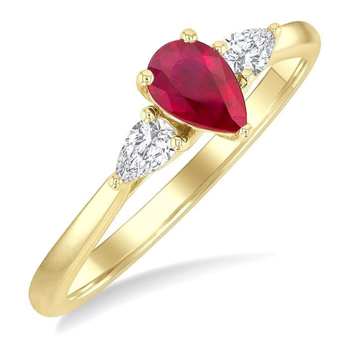 Pear Shape Gemstone & Diamond Ring