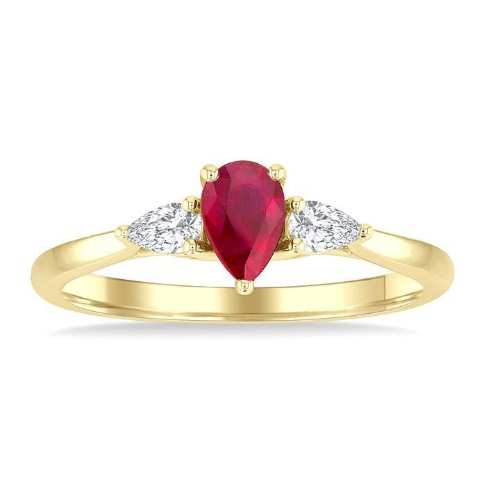 Pear Shape Gemstone & Diamond Ring
