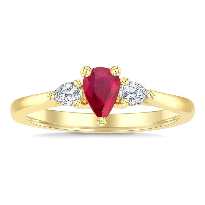 Pear Shape Gemstone & Diamond Ring