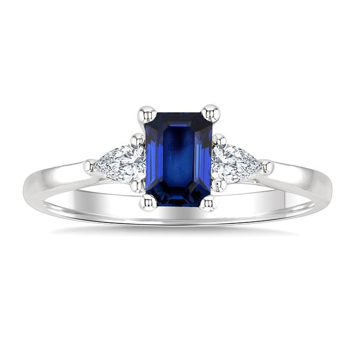 Emerald Shape Gemstone & Diamond Ring
