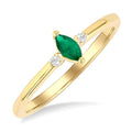 Marquise Shape Gemstone & Petite Diamond Fashion Ring