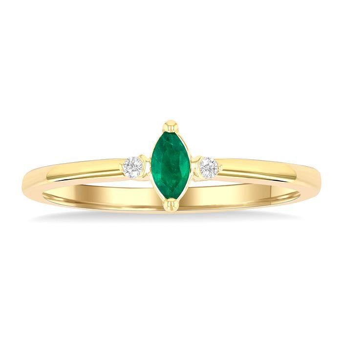 Marquise Shape Gemstone & Petite Diamond Fashion Ring
