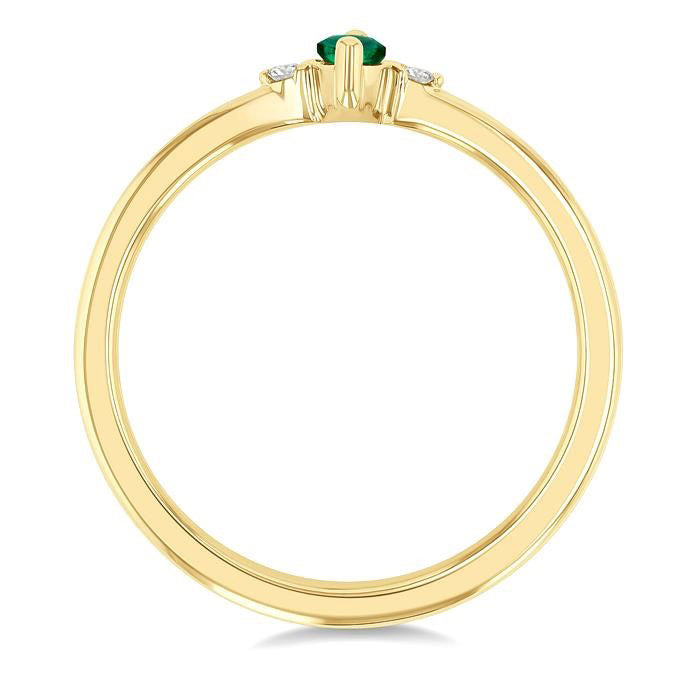 Marquise Shape Gemstone & Petite Diamond Fashion Ring