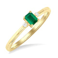 Emerald Shape Gemstone & Petite Diamond Fashion Ring
