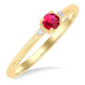 Round Shape Gemstone & Petite Diamond Fashion Ring