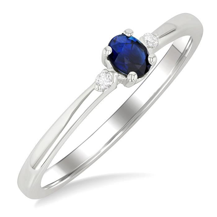 Oval Shape Gemstone & Petite Diamond Fashion Ring
