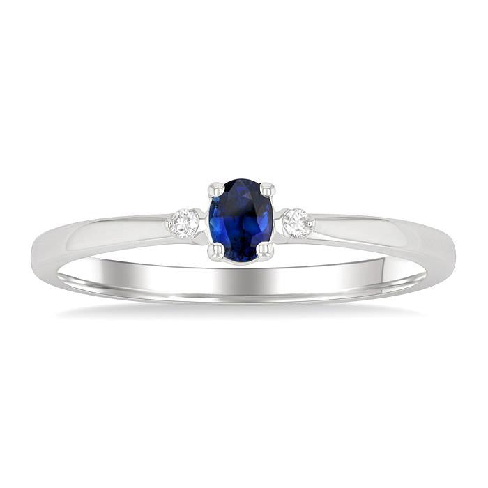 Oval Shape Gemstone & Petite Diamond Fashion Ring