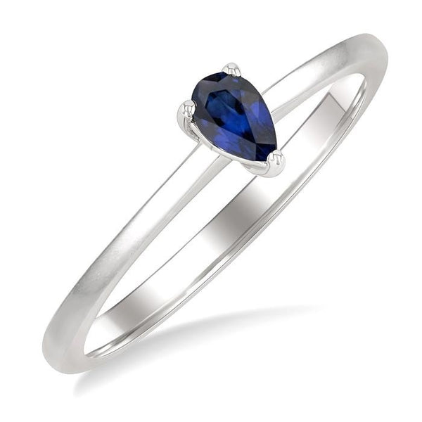 5x3 MM Pear Shape Sapphire Precious Solitaire Ring in 14K White Gold