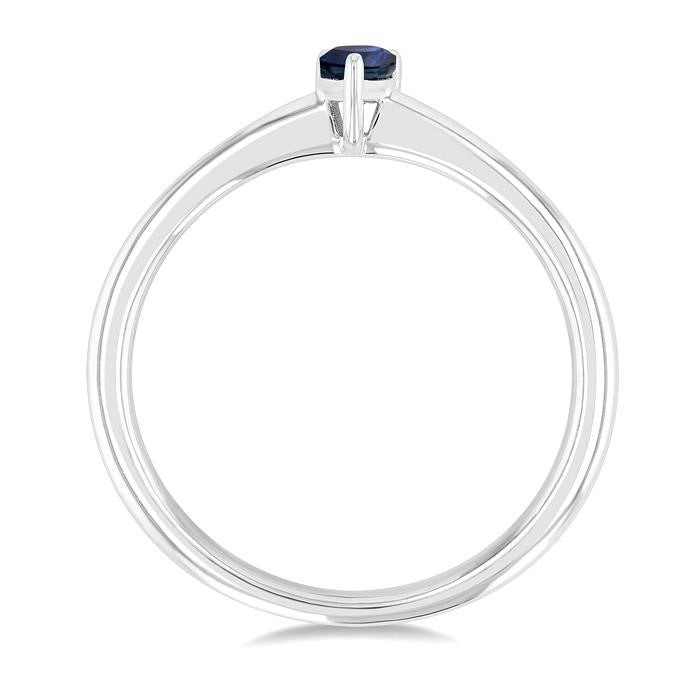 5x3 MM Pear Shape Sapphire Precious Solitaire Ring in 14K White Gold