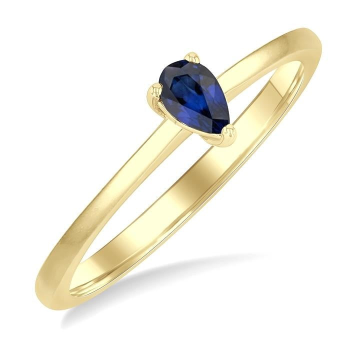 5x3 MM Pear Shape Sapphire Precious Solitaire Ring in 14K Yellow Gold