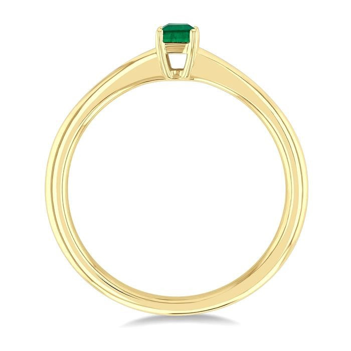 5x3 MM Octagon shape Emerald Precious Solitaire Ring in 14K Yellow Gold