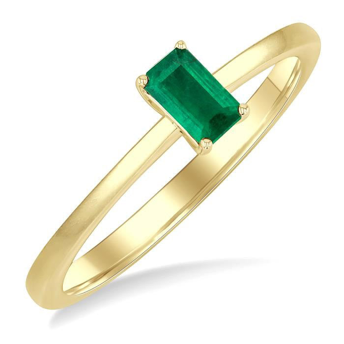 Emerald Shape Gemstone Solitaire Ring