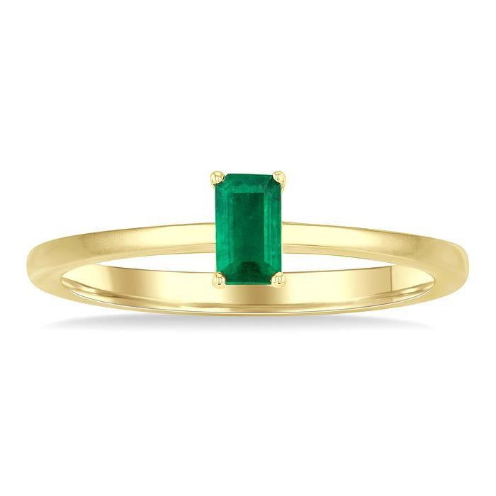 Emerald Shape Gemstone Solitaire Ring