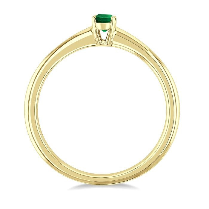 5x3 MM Oval shape Emerald Precious Solitaire Ring in 14K Yellow Gold
