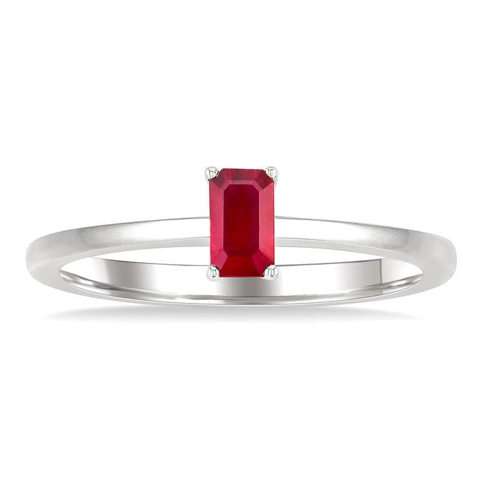Emerald Shape Gemstone Solitaire Ring