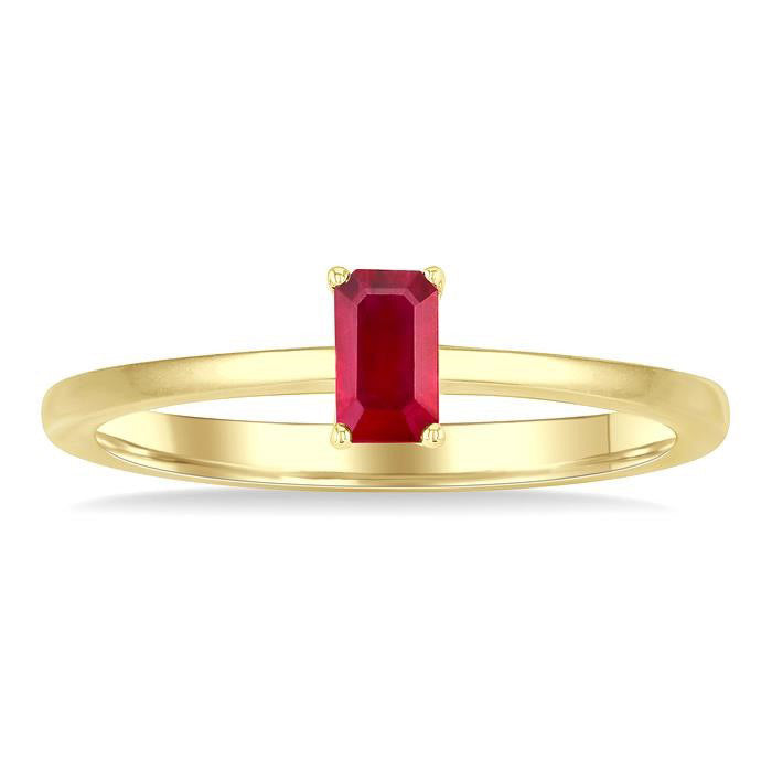 Emerald Shape Gemstone Solitaire Ring