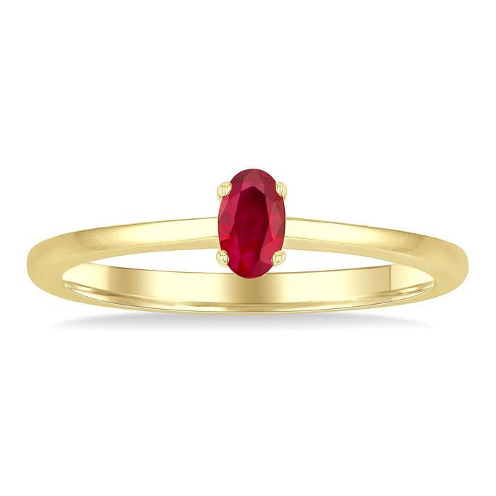 Oval Shape Gemstone Solitaire Ring