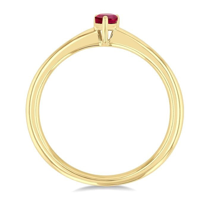 5x3 MM Pear Shape Ruby Precious Solitaire Ring in 14K Yellow Gold