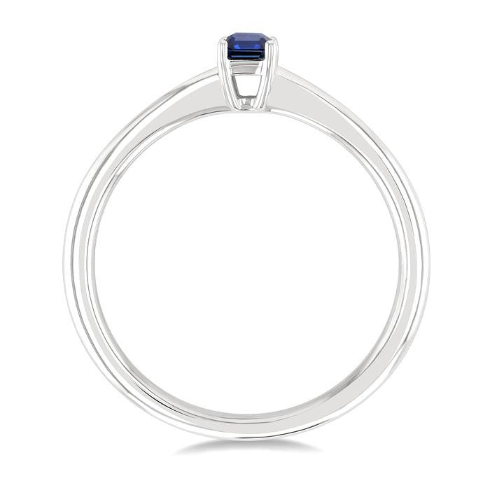 5x3 MM Octagon Shape Sapphire Precious Solitaire Ring in 14K White Gold