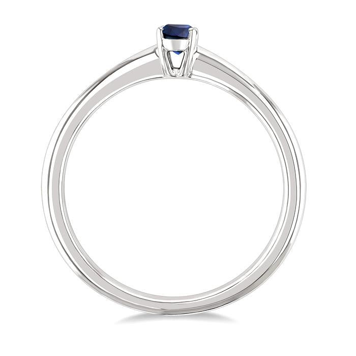 5x3 MM Oval Shape Sapphire Precious Solitaire Ring in 14K White Gold