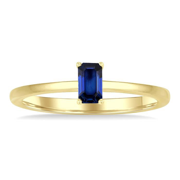 Emerald Shape Gemstone Solitaire Ring