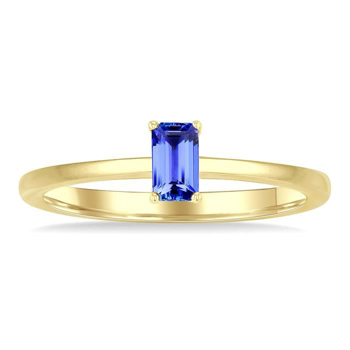 Emerald Shape Gemstone Solitaire Ring