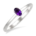 5X3 MM Oval Shape Amethyst Semi-Precious Solitaire Ring in 10K White Gold