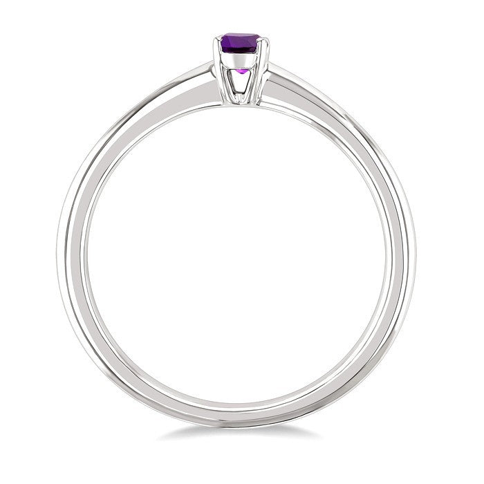 5X3 MM Oval Shape Amethyst Semi-Precious Solitaire Ring in 10K White Gold