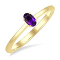 5X3 MM Oval Shape Amethyst Semi-Precious Solitaire Ring in 10K Yellow Gold