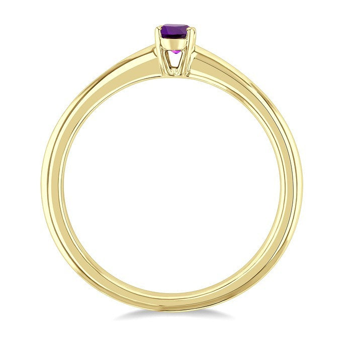 5X3 MM Oval Shape Amethyst Semi-Precious Solitaire Ring in 10K Yellow Gold