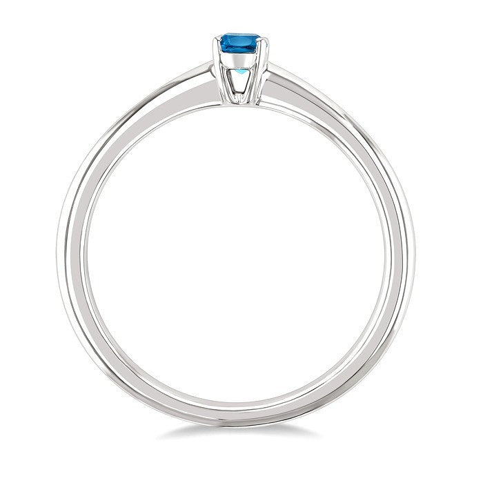 5X3 MM Oval Shape Aquamarine Semi-Precious Solitaire Ring in 10K White Gold