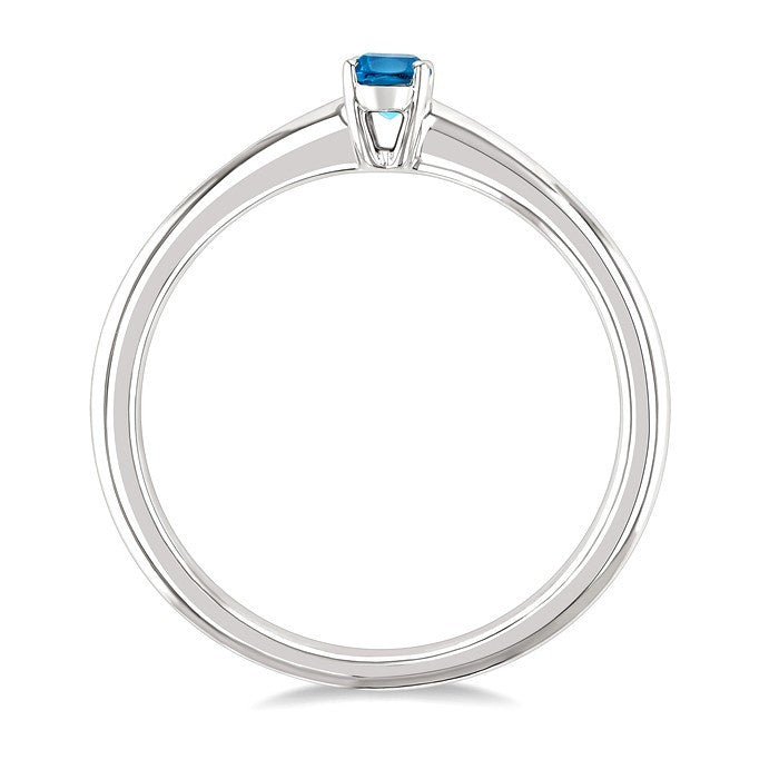 5X3 MM Oval Shape Blue Topaz Semi-Precious Solitaire Ring in 10K White Gold
