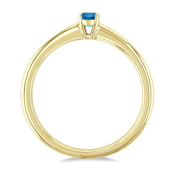 5X3 MM Oval Shape Blue Topaz Semi-Precious Solitaire Ring in 10K Yellow Gold