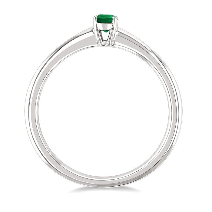 5X3 MM Oval Shape Emerald Precious Solitaire Ring in 10K White Gold
