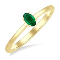 5X3 MM Oval Shape Emerald Precious Solitaire Ring in 10K Yellow Gold