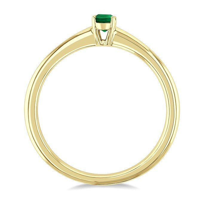 5X3 MM Oval Shape Emerald Precious Solitaire Ring in 10K Yellow Gold