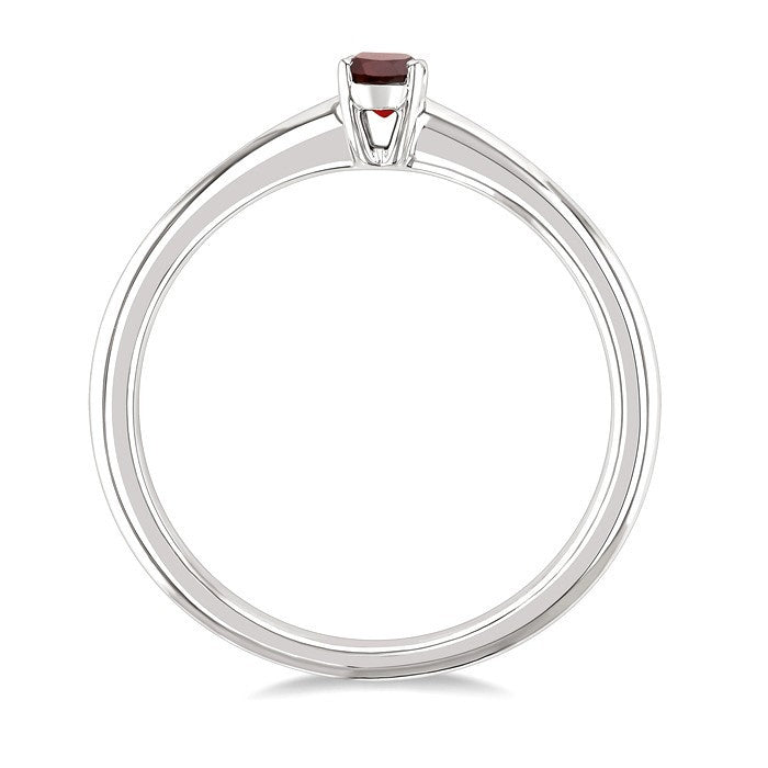 5X3 MM Oval Shape Garnet Semi-Precious Solitaire Ring in 10K White Gold