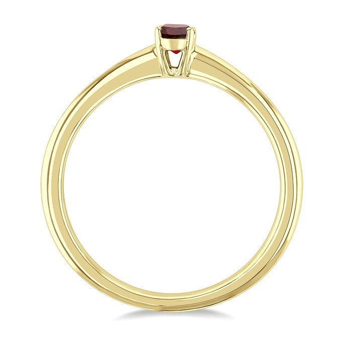 5X3 MM Oval Shape Garnet Semi-Precious Solitaire Ring in 10K Yellow Gold
