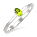 5X3 MM Oval Shape Peridot Semi-Precious Solitaire Ring in 10K White Gold