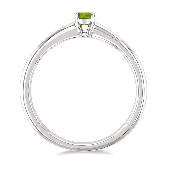 5X3 MM Oval Shape Peridot Semi-Precious Solitaire Ring in 10K White Gold