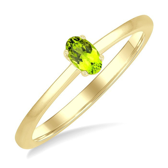 5X3 MM Oval Shape Peridot Semi-Precious Solitaire Ring in 10K Yellow Gold