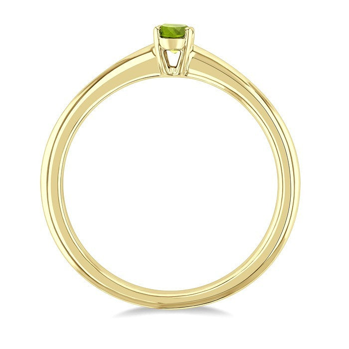 5X3 MM Oval Shape Peridot Semi-Precious Solitaire Ring in 10K Yellow Gold