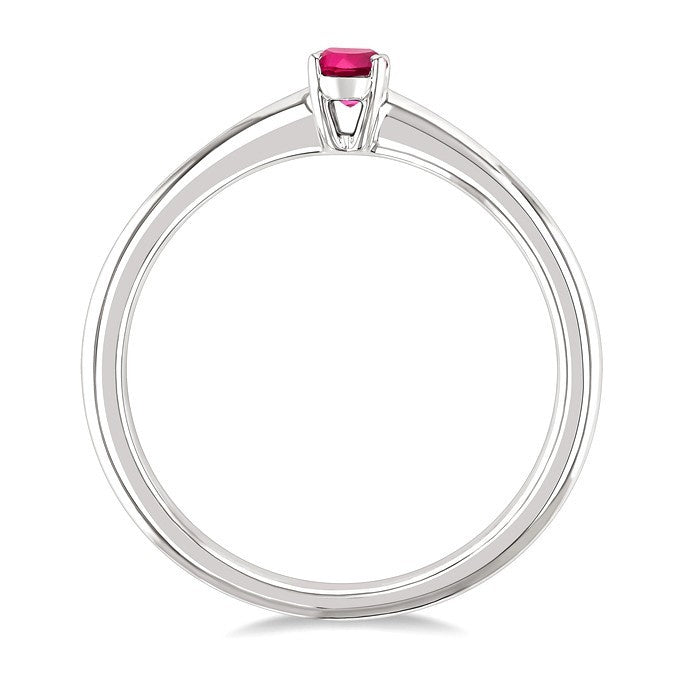 5X3 MM Oval Shape Pink Tourmaline Semi-Precious Solitaire Ring in 10K White Gold