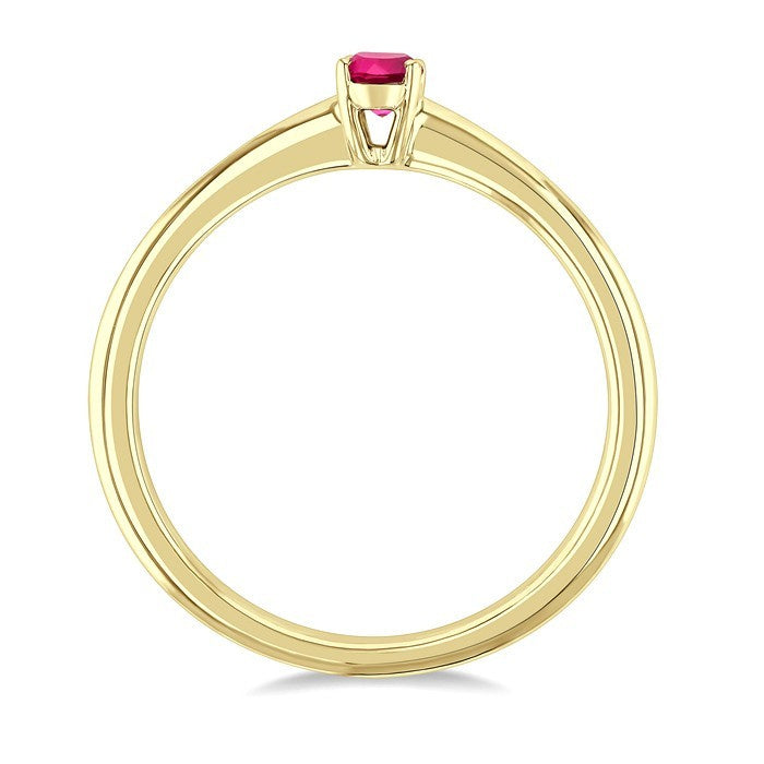 5X3 MM Oval Shape Pink Tourmaline Semi-Precious Solitaire Ring in 10K Yellow Gold