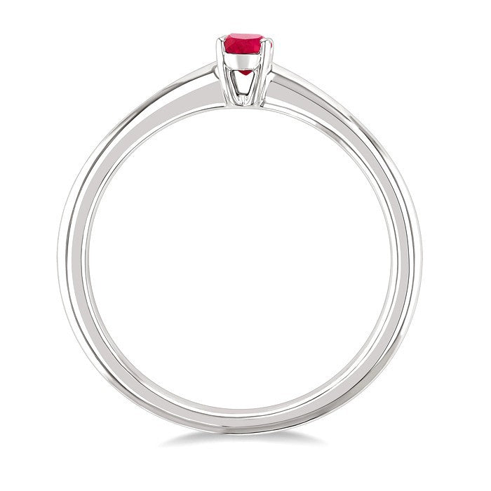5X3 MM Oval Shape Ruby Precious Solitaire Ring in 10K White Gold