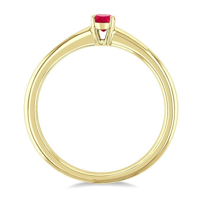 5X3 MM Oval Shape Ruby Precious Solitaire Ring in 10K Yellow Gold